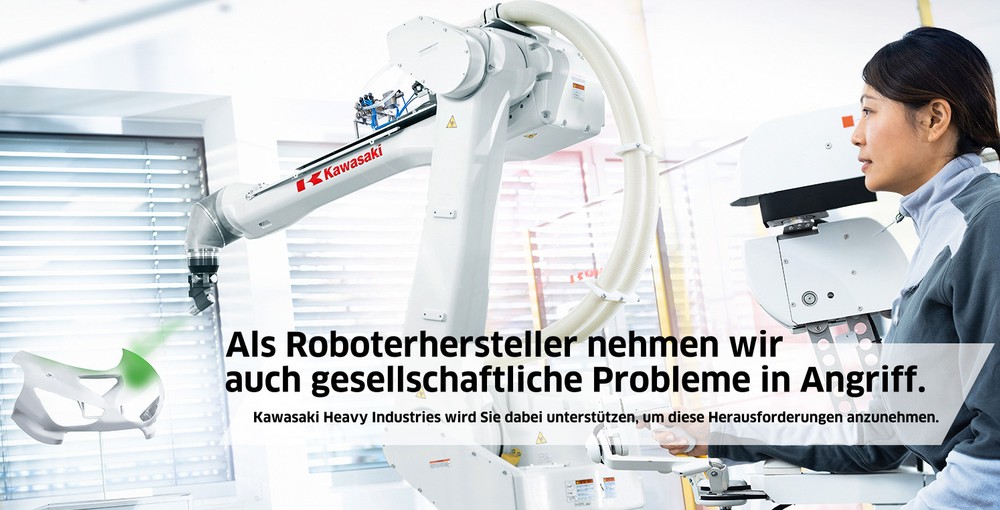 Als Roboterhersteller nehmen wir auch gesellschaftliche Probleme in Angriff. Kawasaki Heavy Industries wird Sie dabei unterstützen, um diese Herausforderungen anzunehmen.